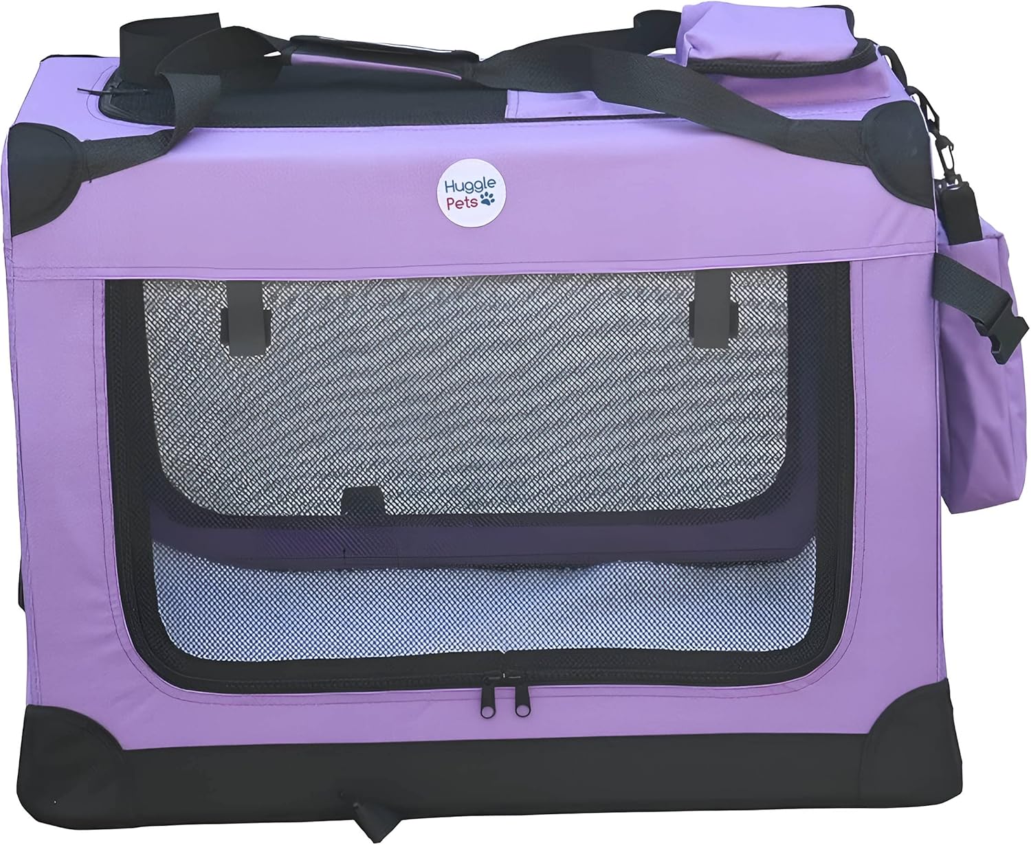 HugglePets Purple Fabric Dog Crate Carrier Large 70cm, Foldable with