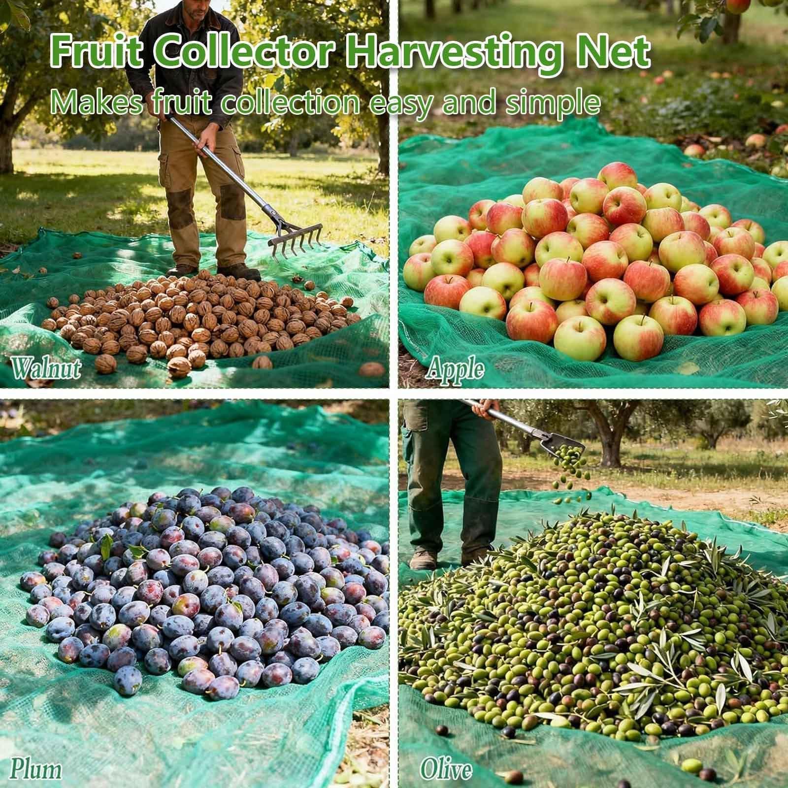 Red de cosecha para recolector de frutas con exportación de frutas 20 pies | Correa de cuerda lateral de aro y bucle, red de recolección de frutas para cosecha agrícola reutilizable para árboles