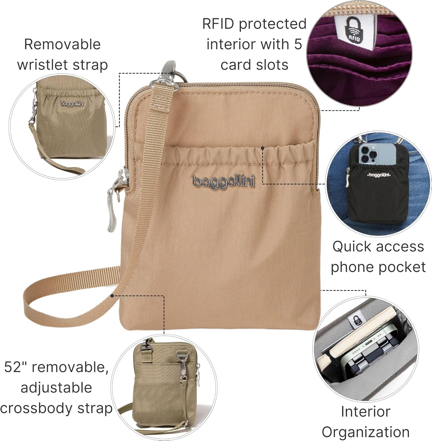 Baggallini Bryant Pouch Small Crossbody Bag for Women - Phone Purse with Crossbody Strap - Lightweight Crossbody Pouch - Image 3