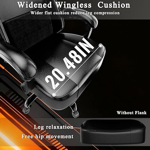 Miniatura 5 de Silla ergonómica para juegos con cojín de resorte con bolsillos, silla de computadora de tela transpirable con reposapiés, soporte lumbar ajustable,