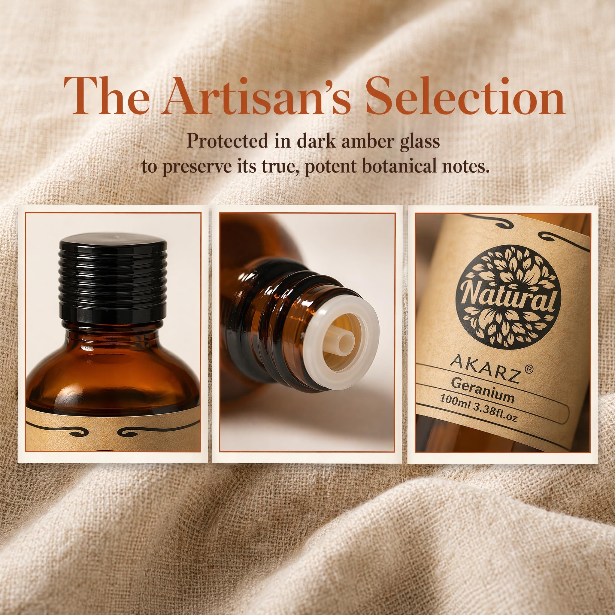 AKARZ 100ml Olejek esencjny z Geranium - Naturalny olejek aromatyczny do dyfuzorów, lamp aromatycznych i aromatów pomieszczeń