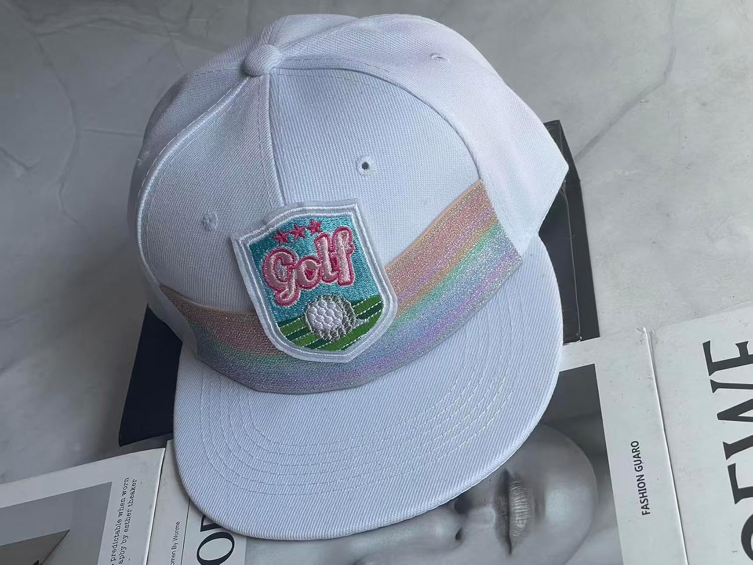 Golf Baseball Cap - Trendy Golf Snackback Hat - Adjustable Strap, Casual Outdoor Sports Sun Protection 2025 NA White