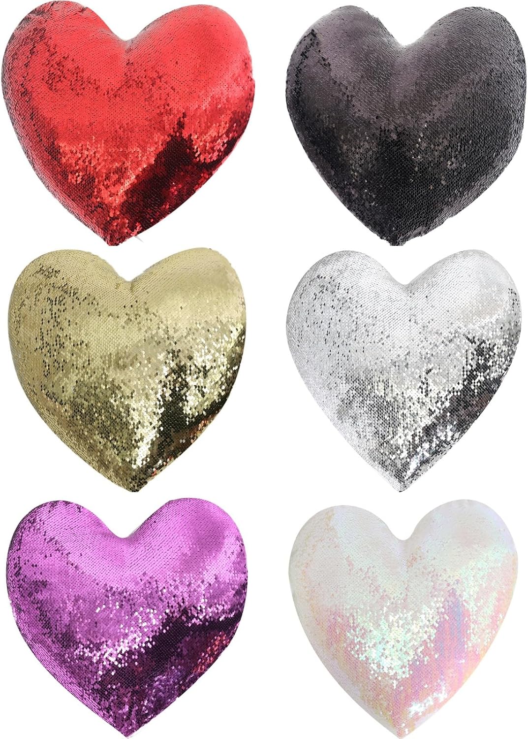 12 Pack Sublimation Blank Sequin Pillow Case Heart Shape Covers 18inx14in DIY Print Reversible Sequin Magic Swipe Pillow Cases with Zipper for Couch Sofa Bed Decorative Cushion Cover