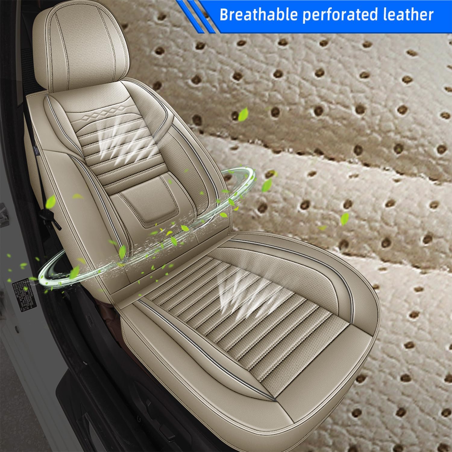 DISUTOGO Custom for Lexus RX 350 2007-2025 2026 Front Car Seat Covers, Waterproof Leather Seat Protector Covers Compatible with Airbag(Beige,Front Pair)