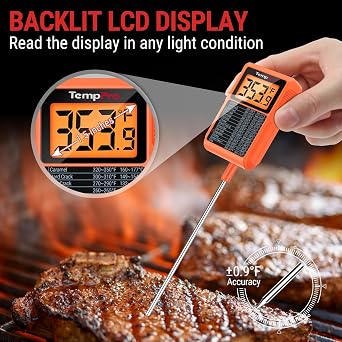 TempPro TempDip 1 Sec Digital Candy Thermometer with Pot Clip & 10 Probe