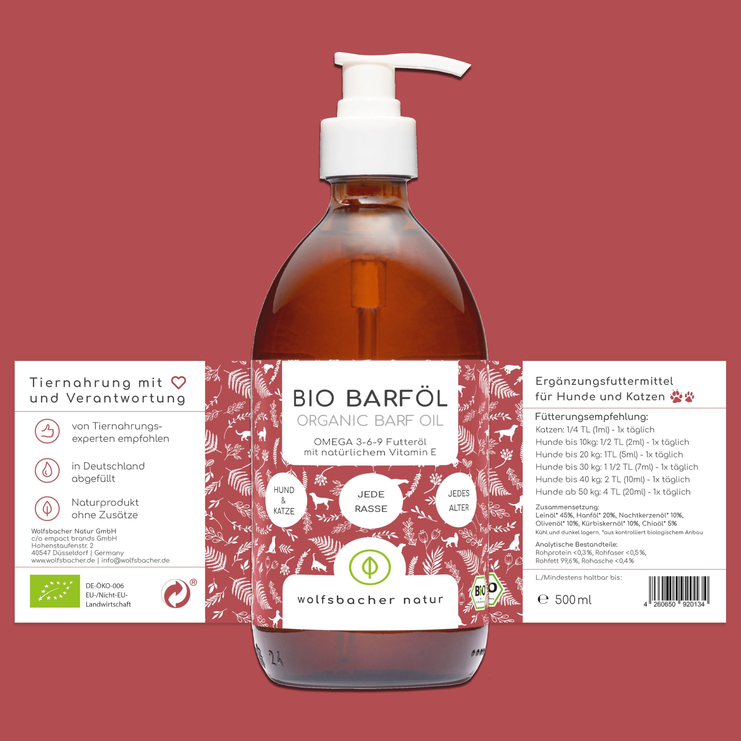 Futteröl Set für Hunde und Katzen | 3 x 500ml | Bio Barf-Öl, Lachsöl, Bio Bierhefe