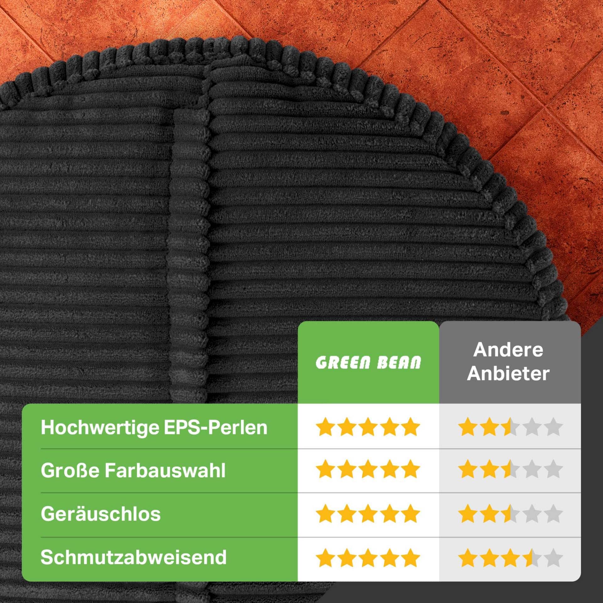 Green Bean Indoor Sitzhocker Pouf 45x25cm EPS-Perlen Füllung Cordstoff Waschbar Schwarz