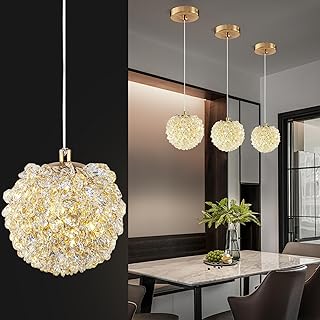 3-Light Gold Crystal Pendant Lights Modern Gold Ceiling Hanging Pendant ...