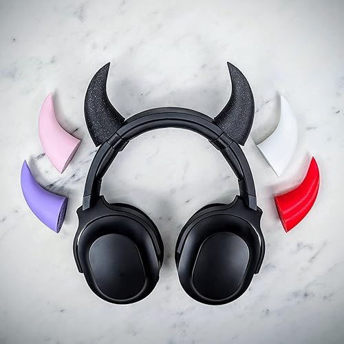 Miniatura 4 de Demon Horns for Headphones - Small Devil Headphone Attachment in Various Colors with Self Fastener - Cosplay Devil Ears for Gamers and Streamers