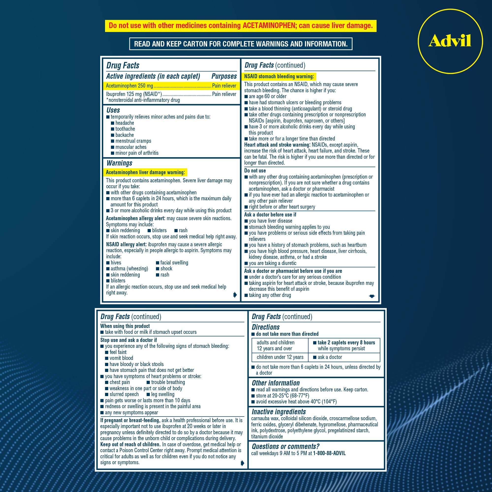 ​​Advil Dual Action Coated Caplets with Acetaminophen - 216 Count​ — Amazon image 9