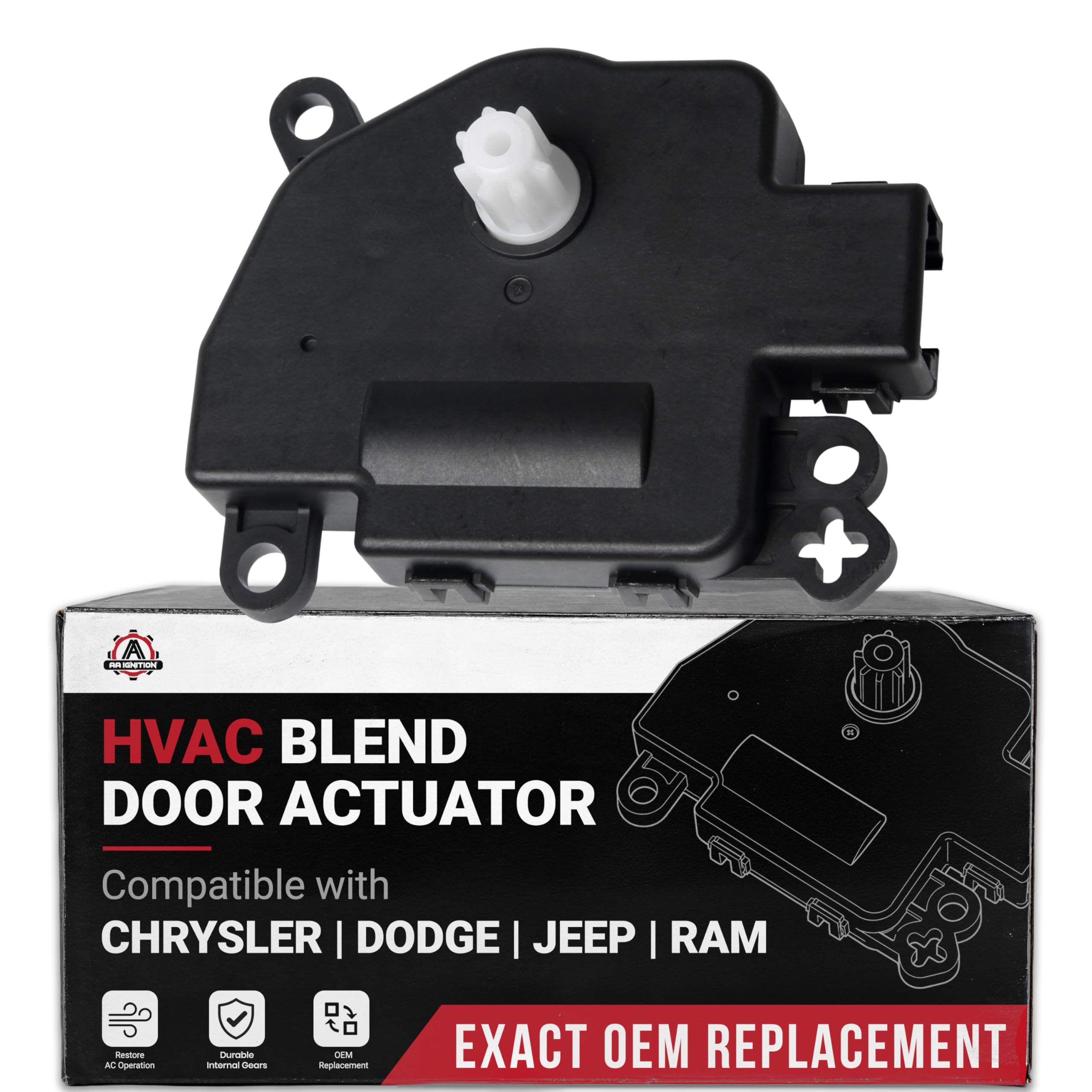 HVAC Blend Door Actuator - Compatible with Chrysler, Dodge, Jeep &amp; More - 200, Aspen, Sebring, Avenger, Caliber, Durango - Air Door Actuator - Mode Door Actuator - Replaces 604-029 - 2007-2023