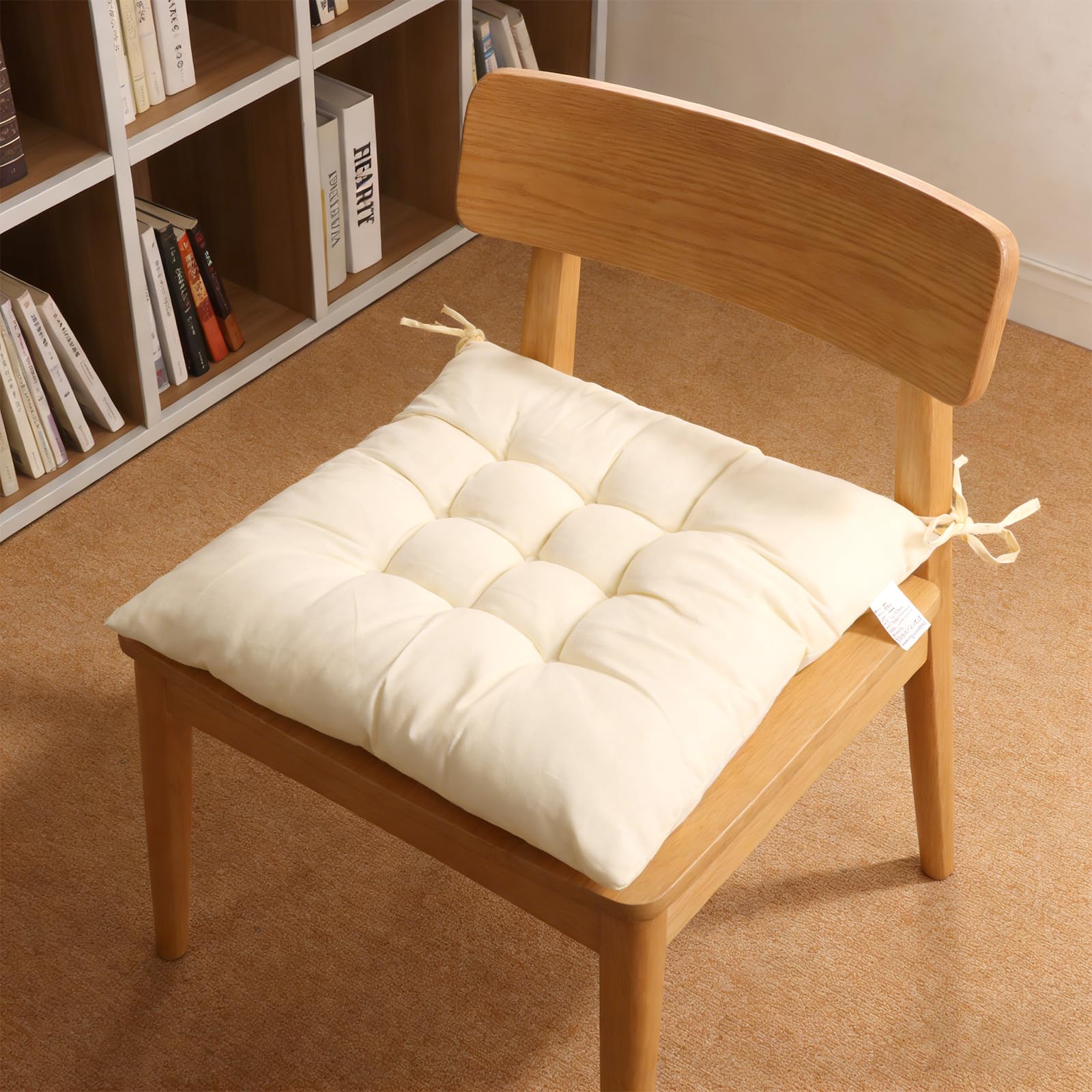 DAJAVE Set di 8 cuscini per sedia, 40 x 40 cm, in memory foam, ortopedici, per sedia da ufficio, mal di schiena, interni ed esterni, color crema