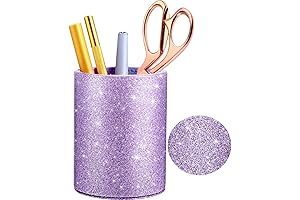 Purple Glitter Pencil Holder Cup, Glamorous Makeup Brush Holder