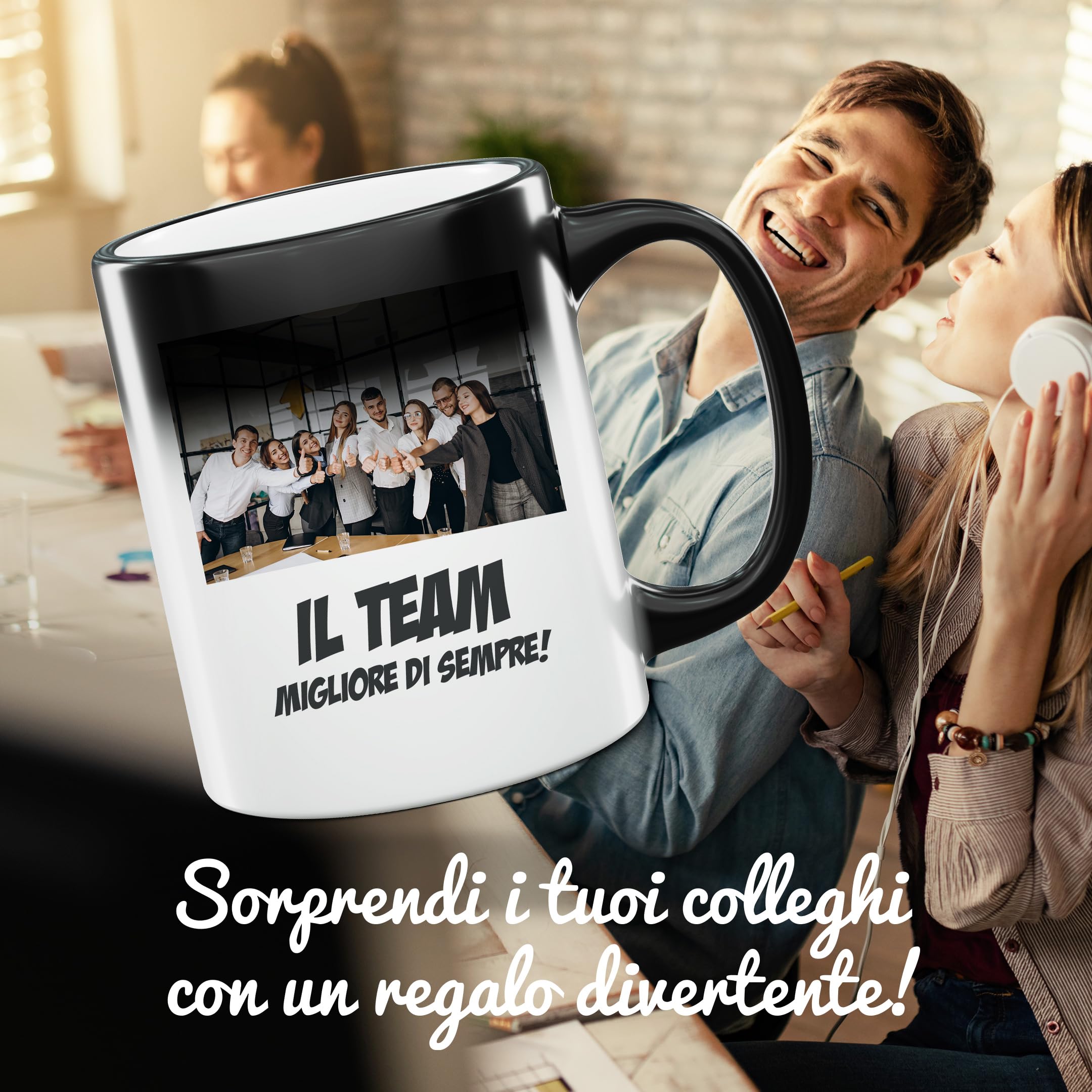 AL PRODUCTION Tazza Magica Personalizzata con Foto, Testo e Logo - Mug in Ceramica con Stampa Personalizzabile per Colazione - Idea Regalo Uomo e Donna per Amici e Familiari - Made in Italy