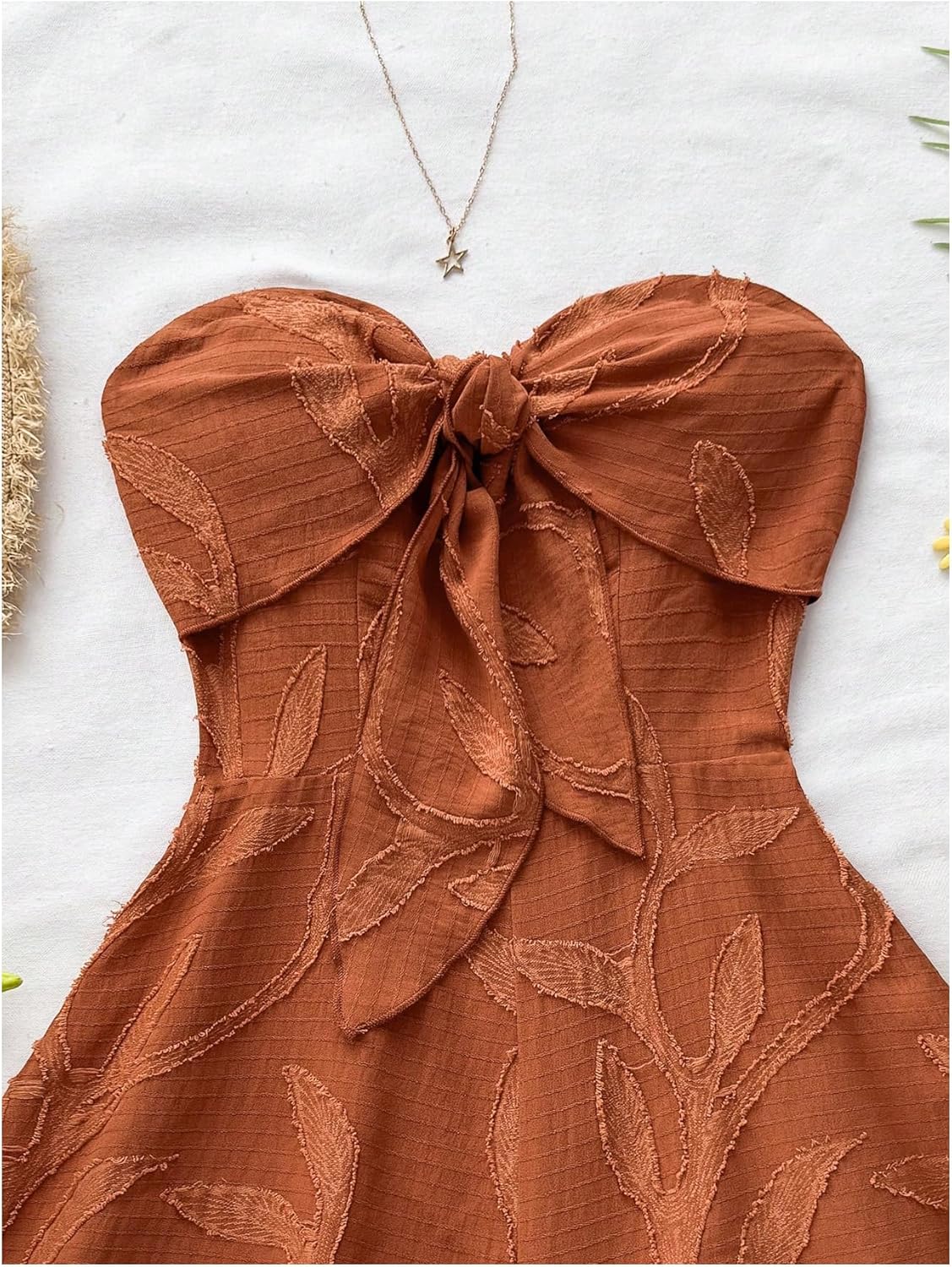 SOLY HUX Women's Summer Strapless Tube Romper Tie Knot Front Sleeveless Boho Short Jumpsuit - Image 3