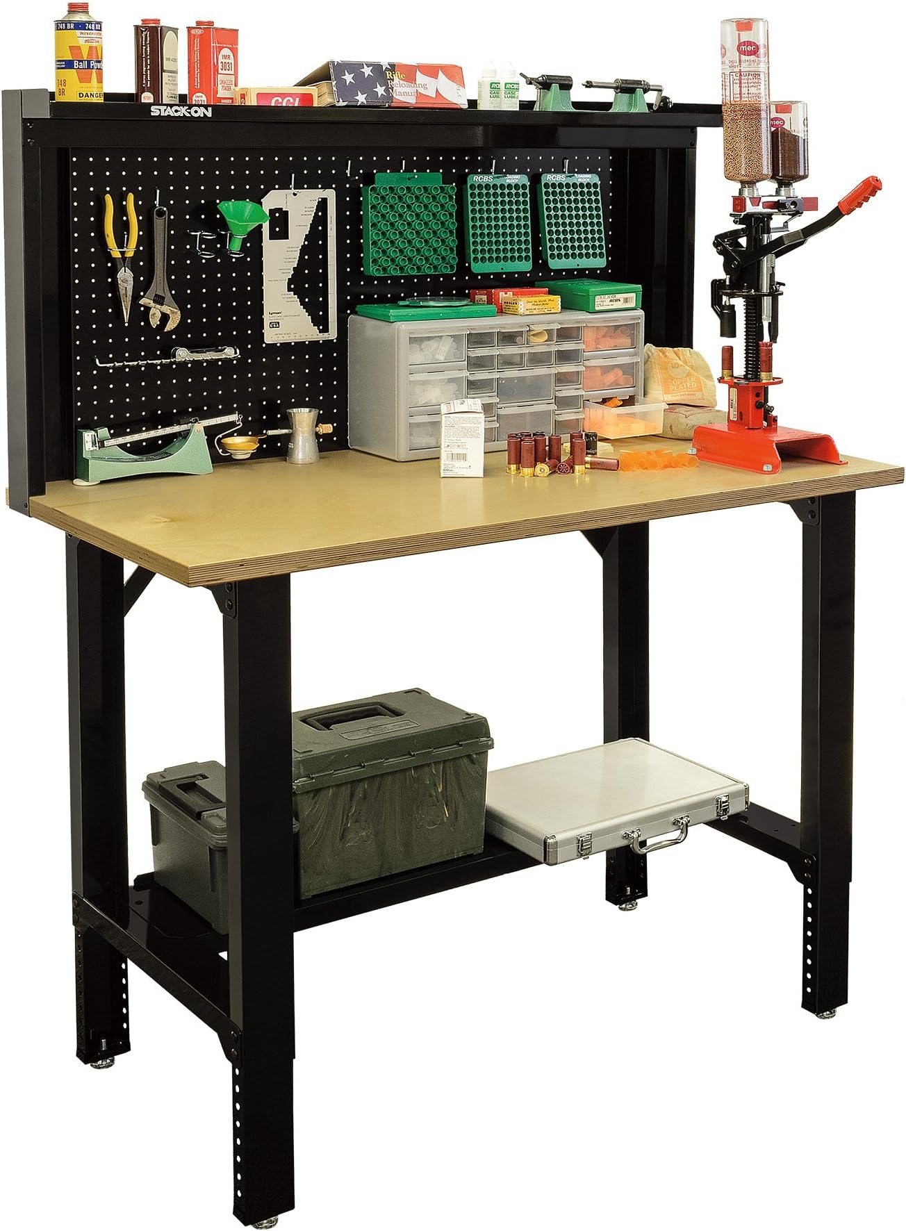 Stack-On SORB-48 Adjustable Height Pro Reloading Bench – Black