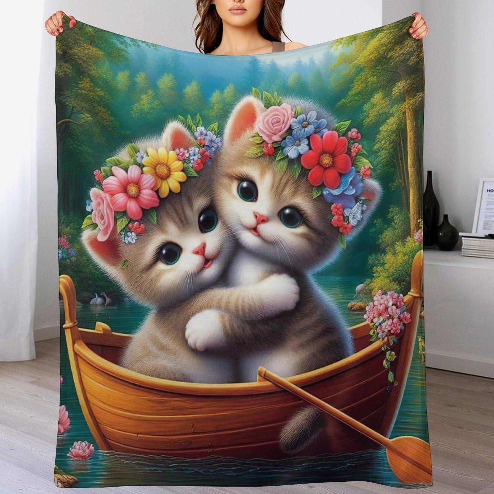Couverture flannel chat confortable contre le froid du sofa
