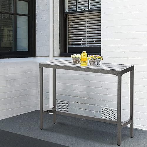 Miniatura 19 de Mesa de barra de altura de mostrador de patio al aire libre, rectangular de 47 pulgadas para patio, jardín, balcón, junto a la piscina