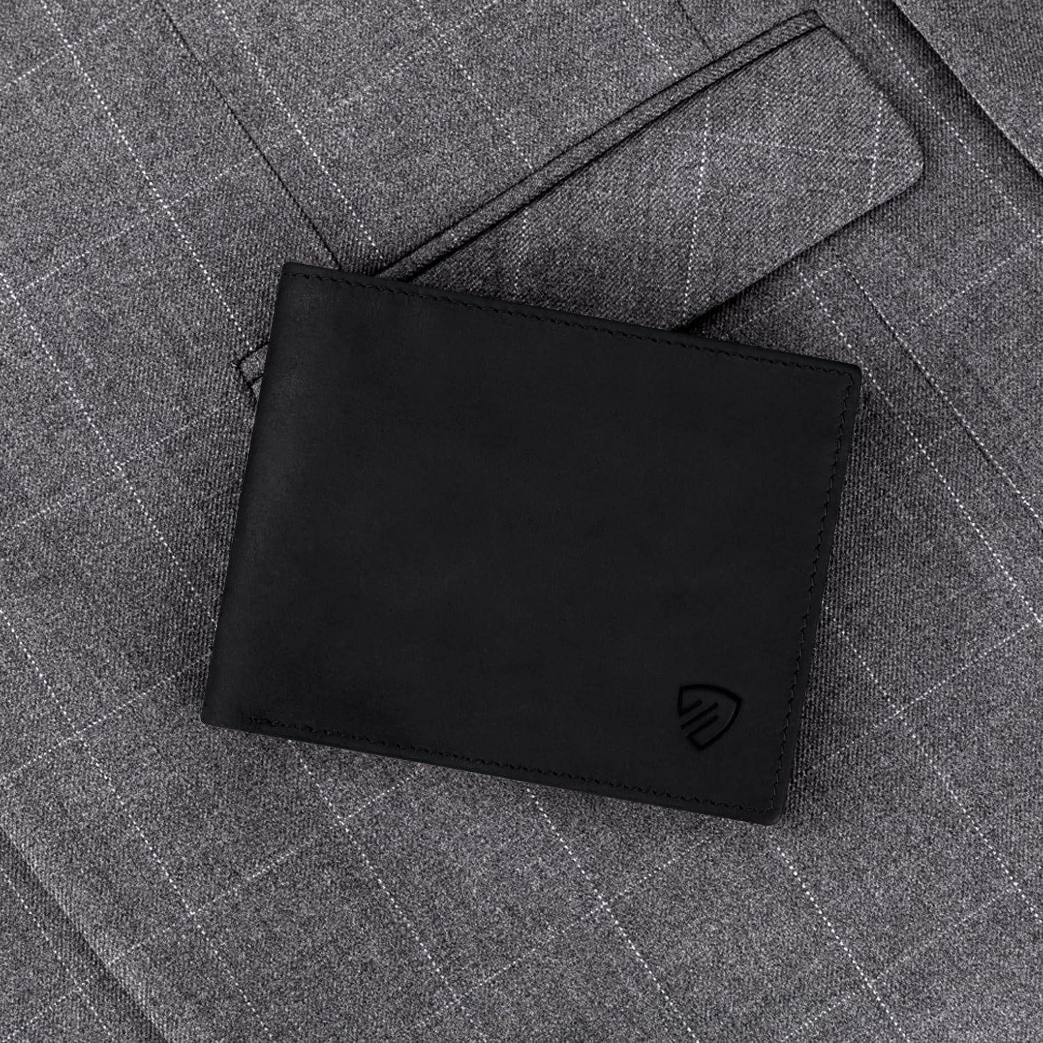 RUNBOX Genuine Leather Bifold Wallet for Men - RFID Blocking Slim Wallet with 9 Card Slots, 1 ID Window & Bill Compartment - Gift Box Packaging - Image 6