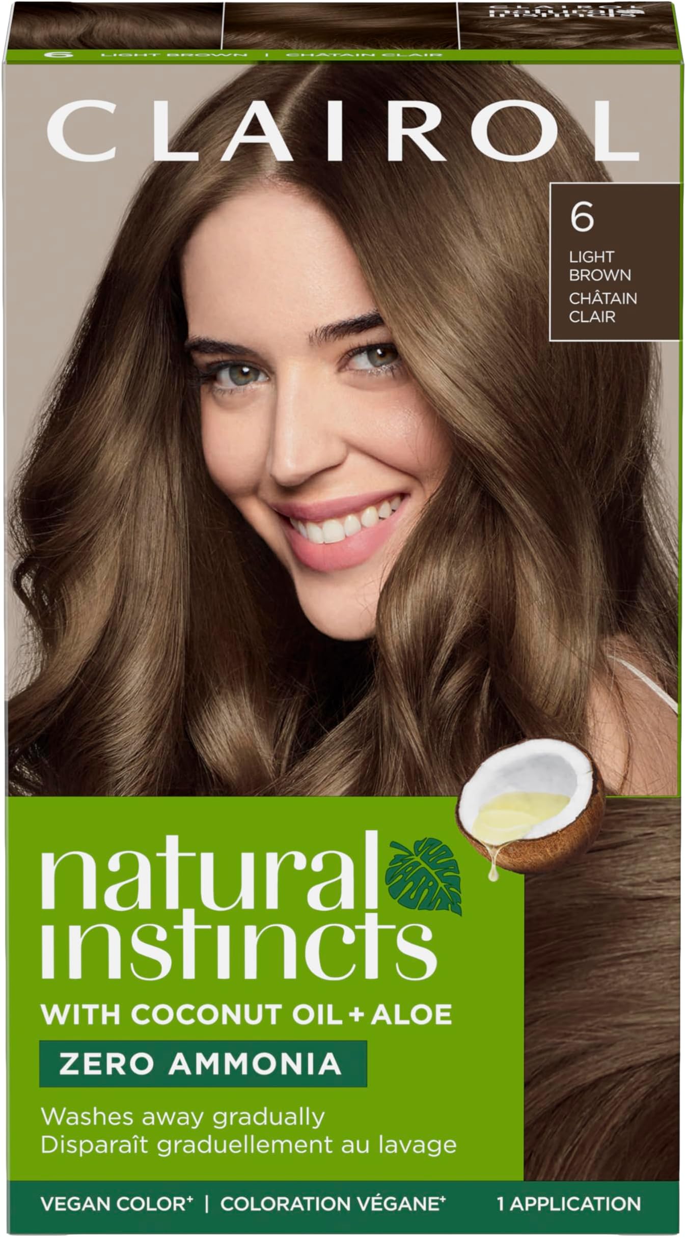 Clairol Natural Instincts Demi-Permanent Hair Color, 6 Light Brown Hair Color, Pack of 1