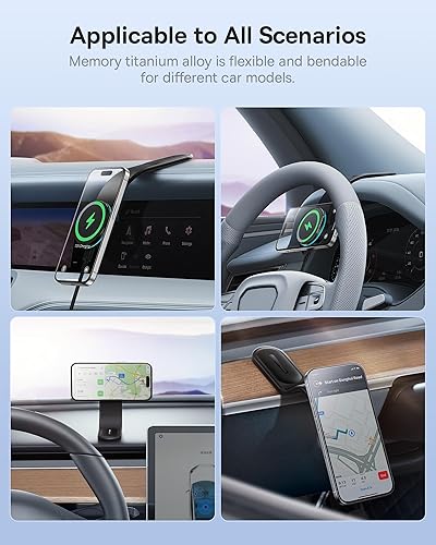 Miniatura 5 de Baseus Magsafe - Cargador de coche inalámbrico de 15 W, soporte magnético para salpicadero de coche para iPhone 15, 14, 13, 12 Pro Plus Max,