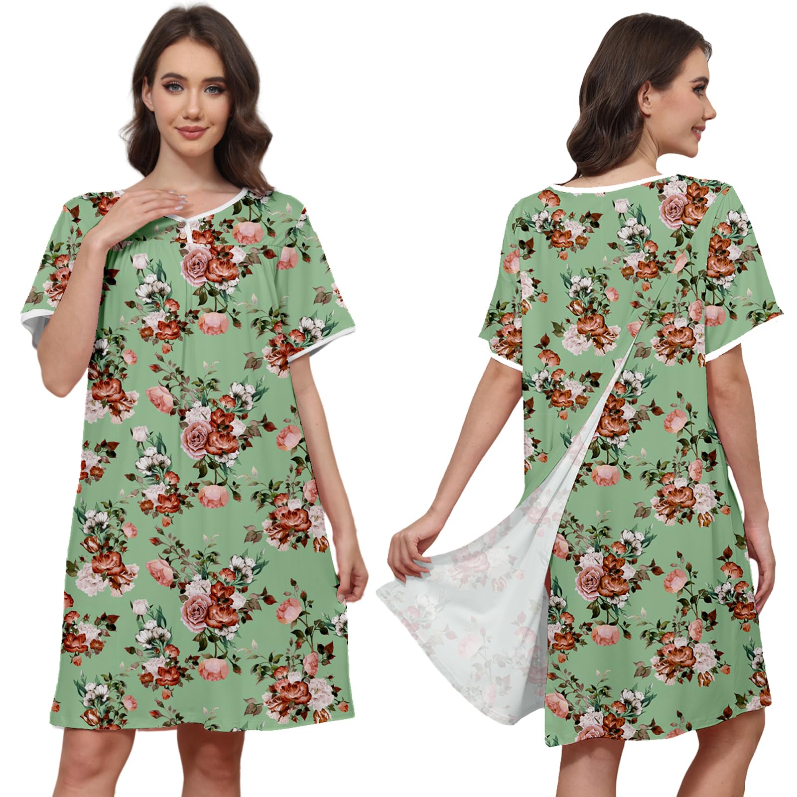 Hospital Gowns for Women Open Back Snap Post Shoulder Surgery Gown