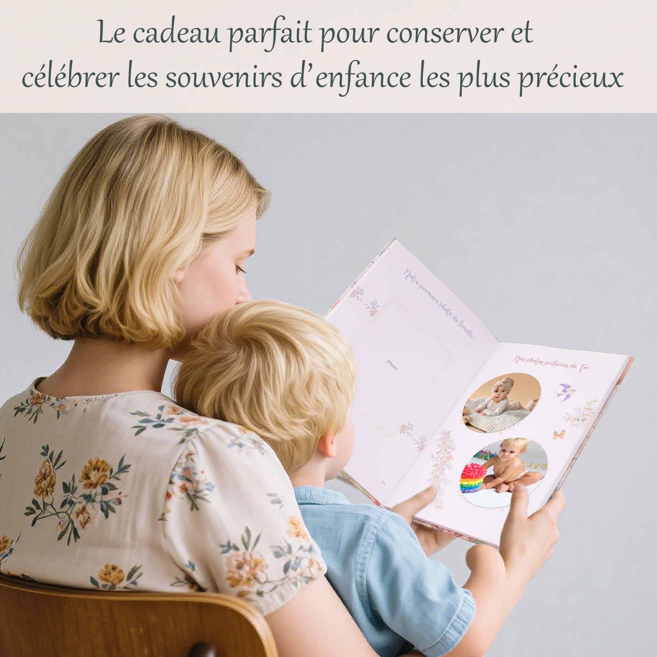 Livre de naissance bébé 90 pages Album Souvenir Personnalisé pour Capturer les Premières Années I Cadeau de Naissance Fille & Garçon I Cadeau bebe pour capturer les Moments Précieux