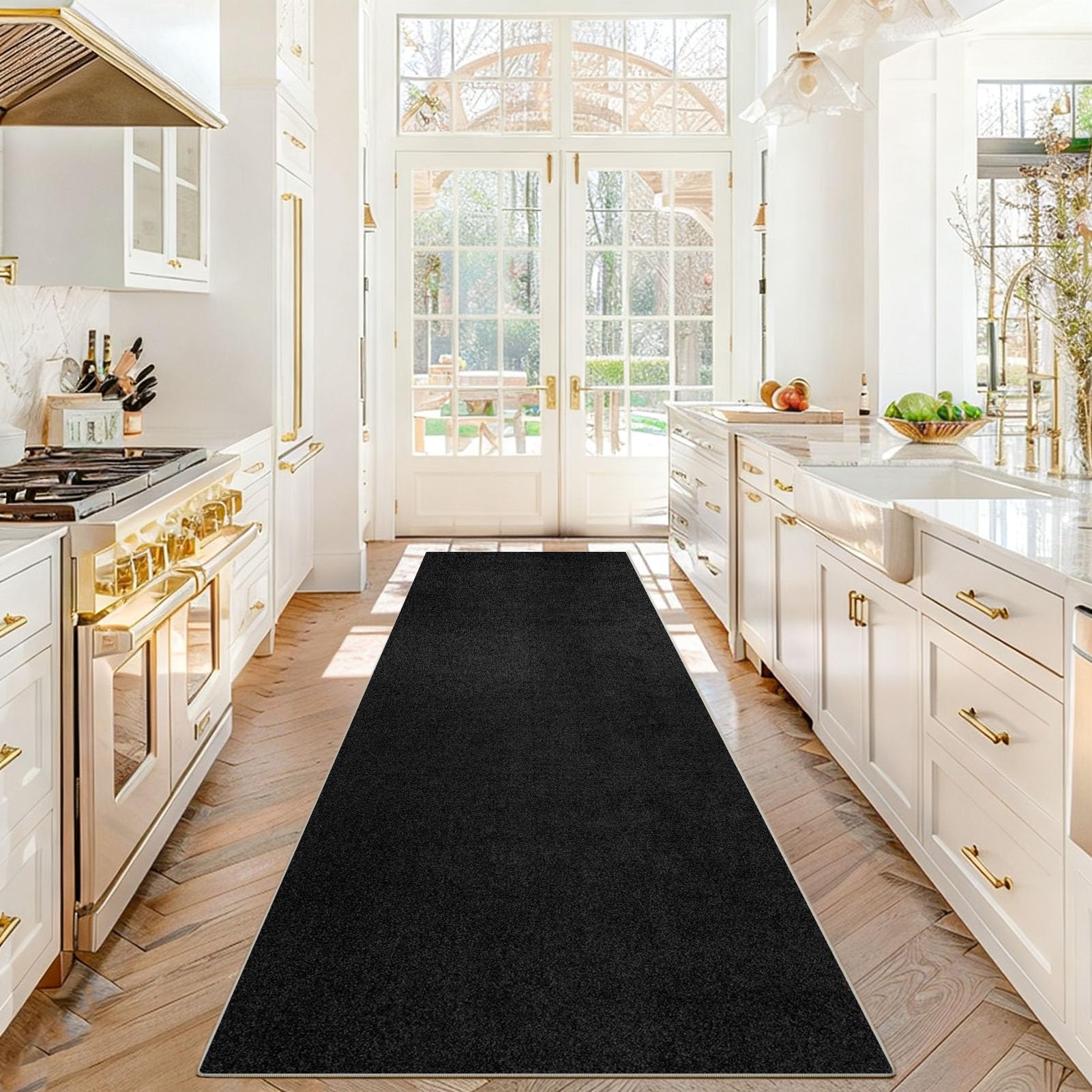 Stqyeiw Carpets Runners for Hallway Non-Slip 70 x 150 cm Hallway Runner Rug Washable Extra Large Indoor Entrance Carpet for Kitchen Laundry Bedroom Black