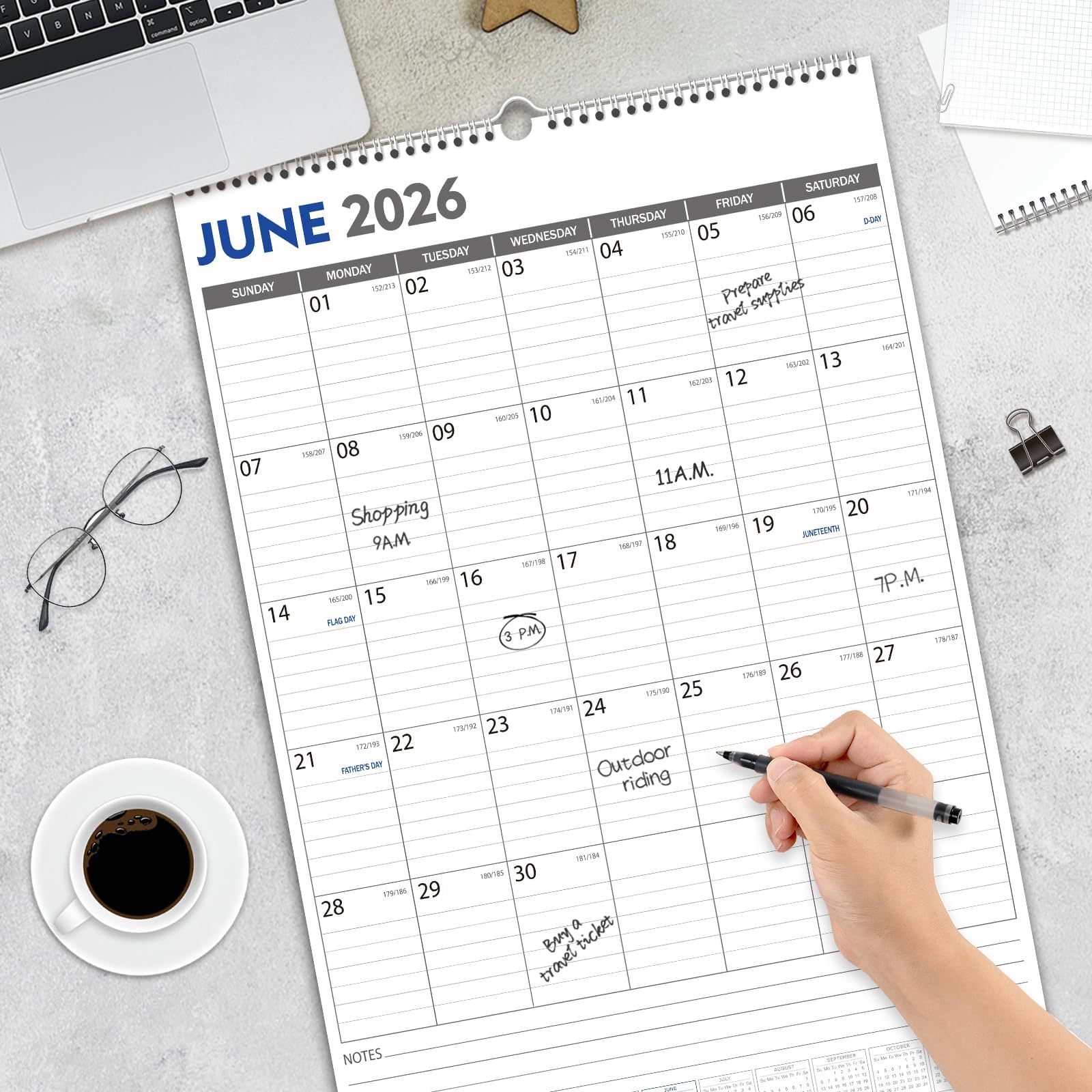 GuassLee Kalendarz ścienny 2025-2026, kalendarz na rok szkolny od stycznia 2025 do czerwca 2026, 18-miesięczny papierowy kalendarz ścienny do biura, szkoły, domu, planowania nauczyciela