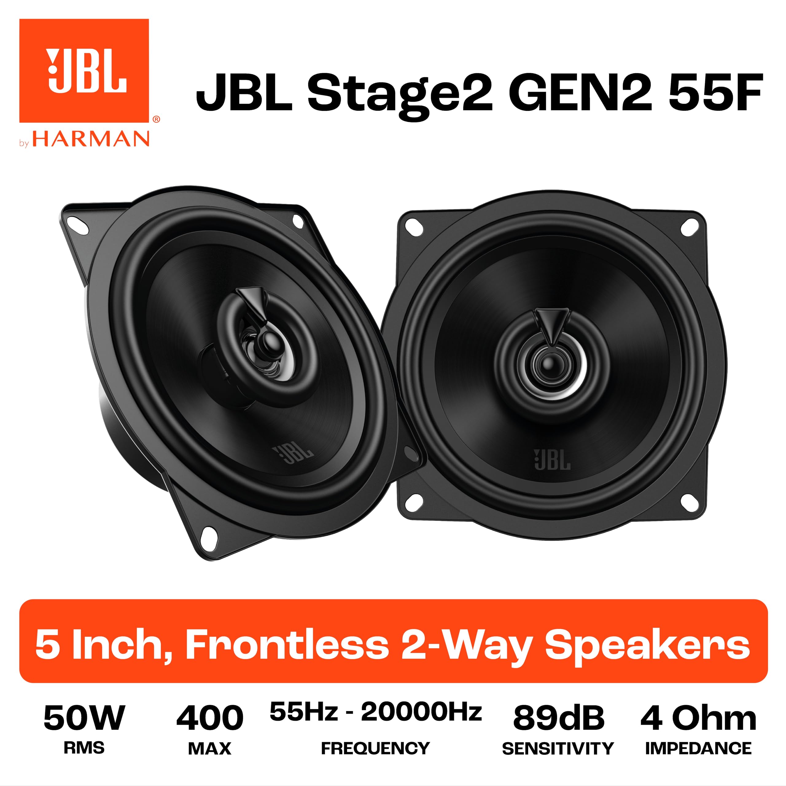 JBL Stage2 GEN2 55F – 5.25 Inch (130mm) 2-Way Coaxial Car Speakers