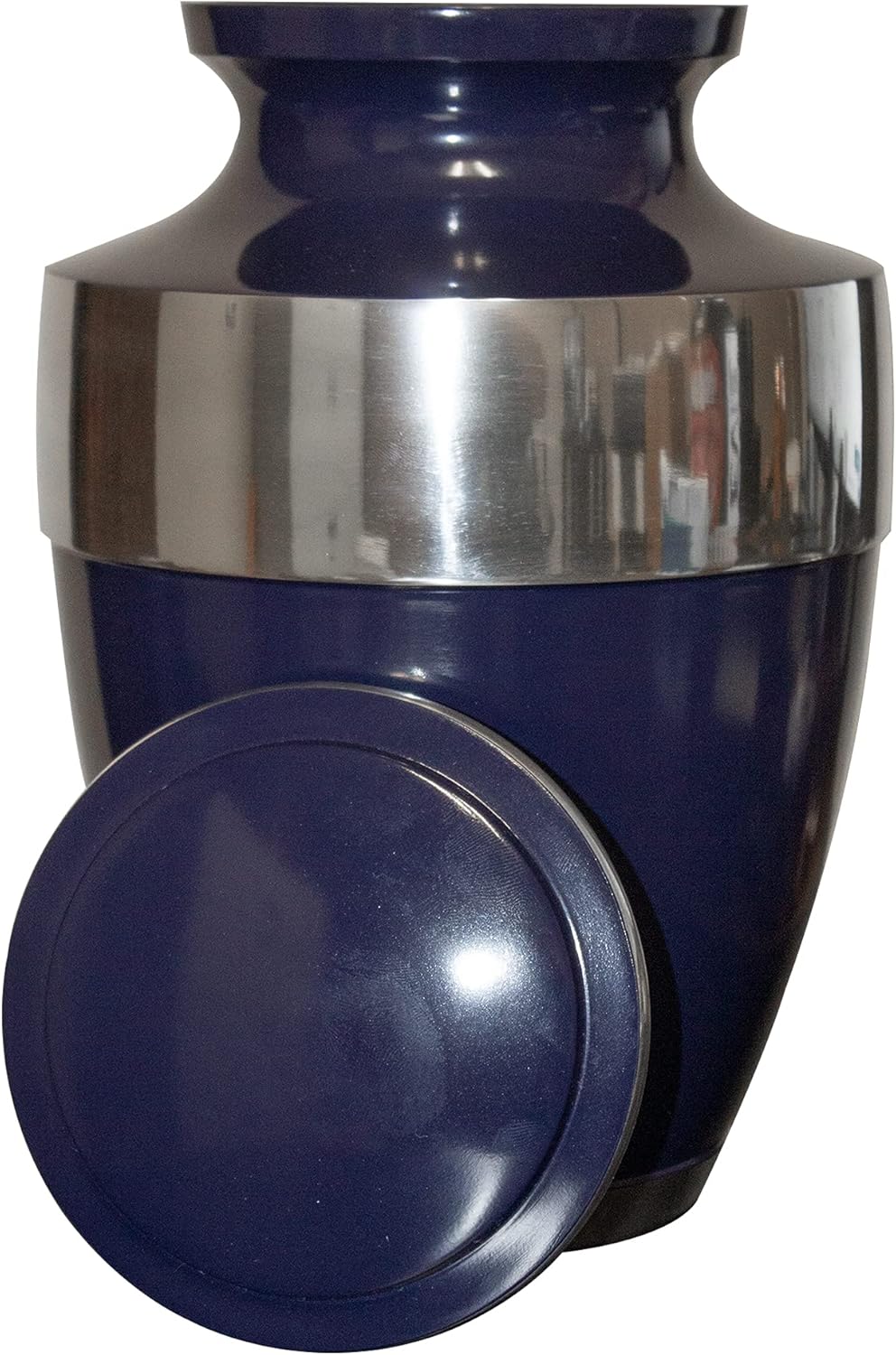 Blue Cremation Urn, Urns for Human Ashes, Customized Memorial Adult Human Urn with Velvet Bag and Personalization