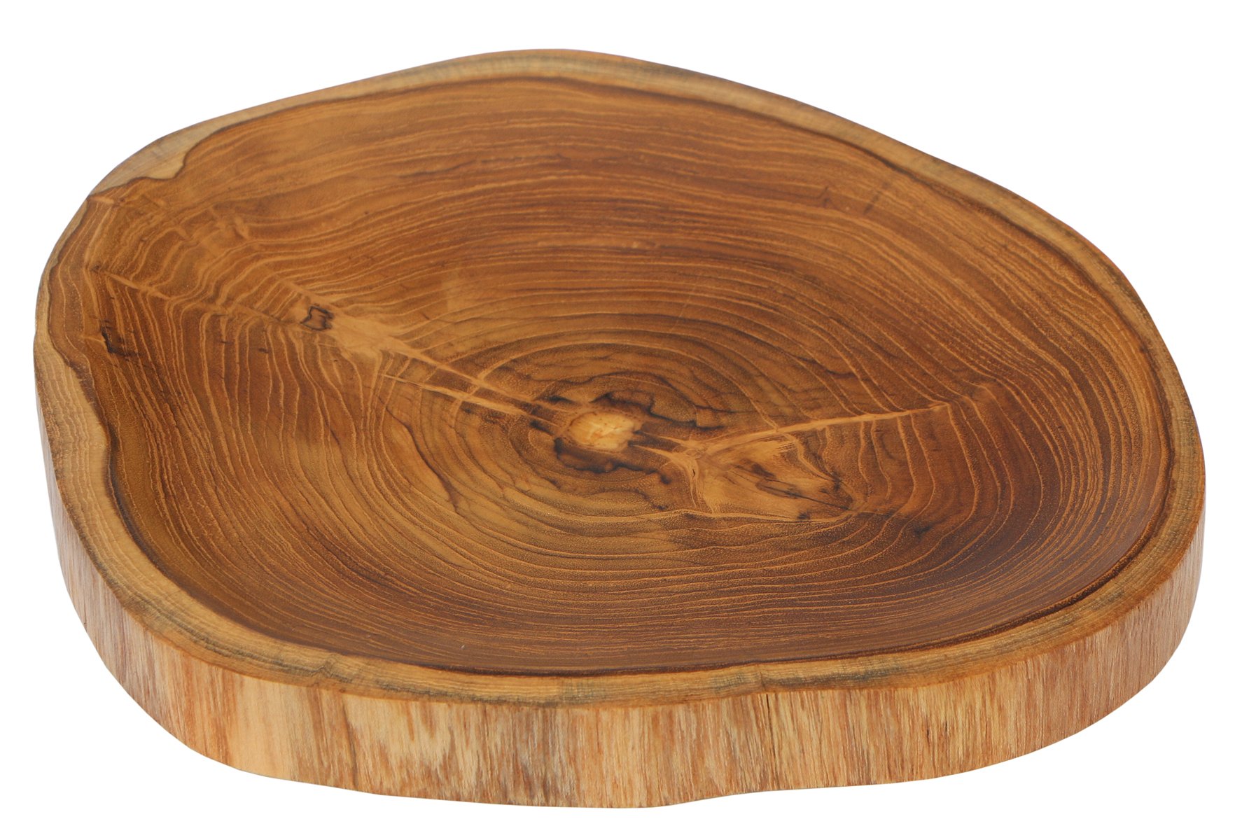 Unbekannt Rústico 23 cm Madera Pan Plato y Decoración, Madera de Teca Mano Bali Teca 04
