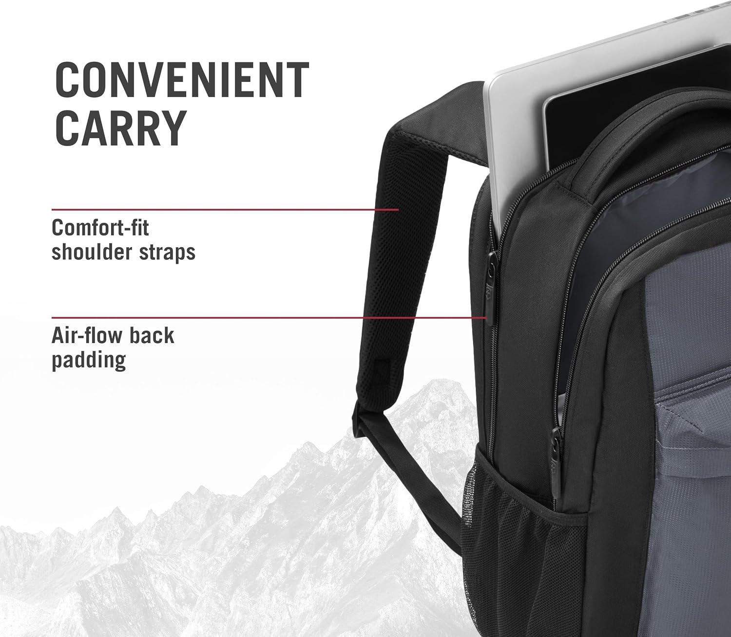 Victorinox Energy 16" Laptop Backpack - Slim Backpack for Business & Travel - Laptop Compartment - Airflow Back Padding - Lightweight & Durable - Black/Grey