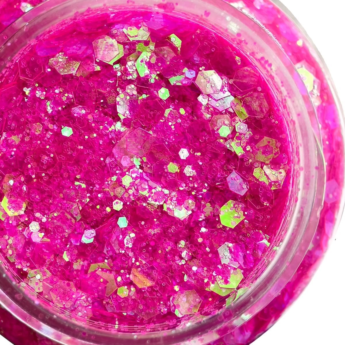 Pink Iridiscent Craft Glitter - 2oz Glitter Shaker Bright Colorful Holographic Mix Chunky Body Glitter Bulk Wholesale 24 Colors in Shaker Cosmetic Glitter - EBC53