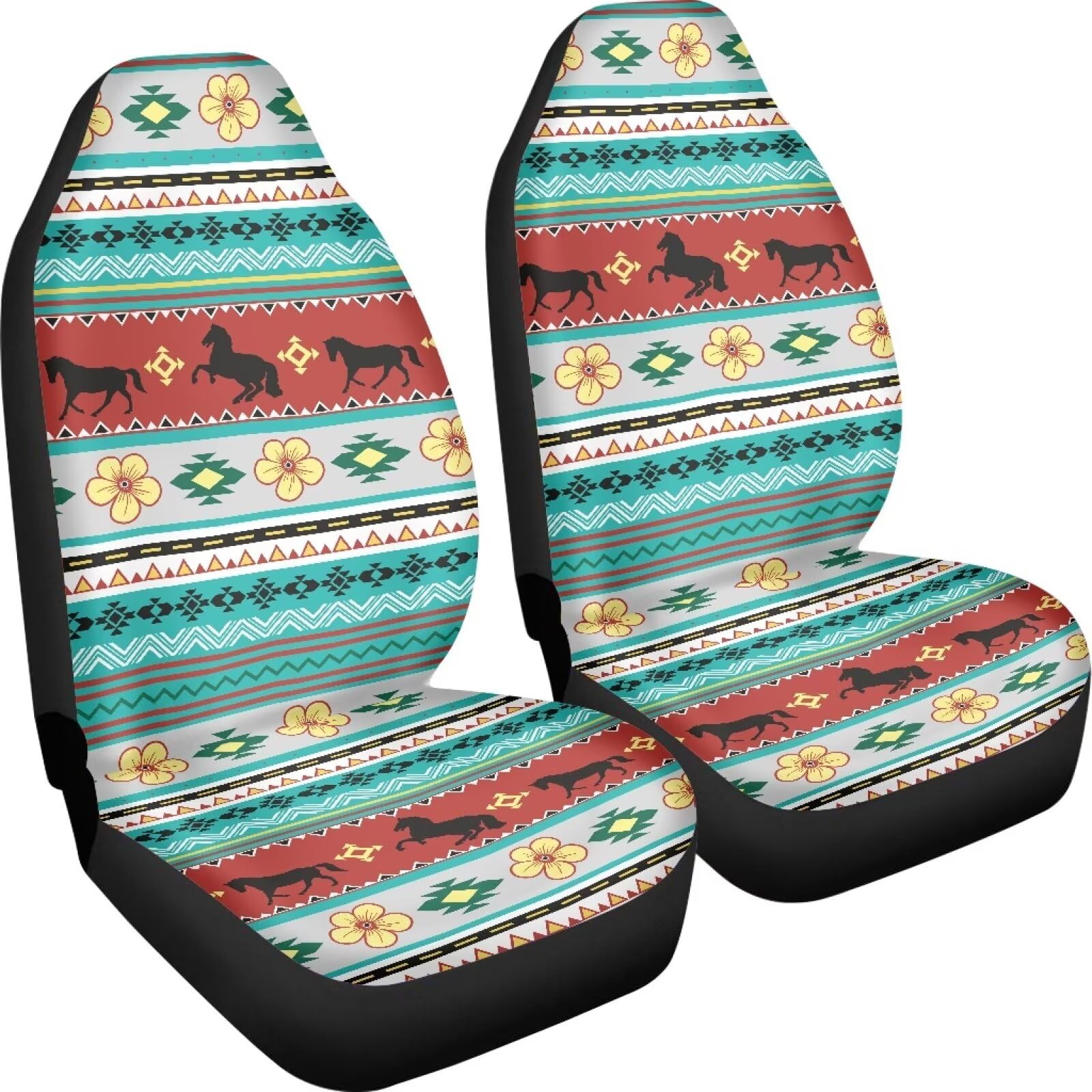 Poceacles Boho Mandala Olifant Patroon Autostoelhoezen Universele Autostoelbeschermers Voorstoelbeschermers