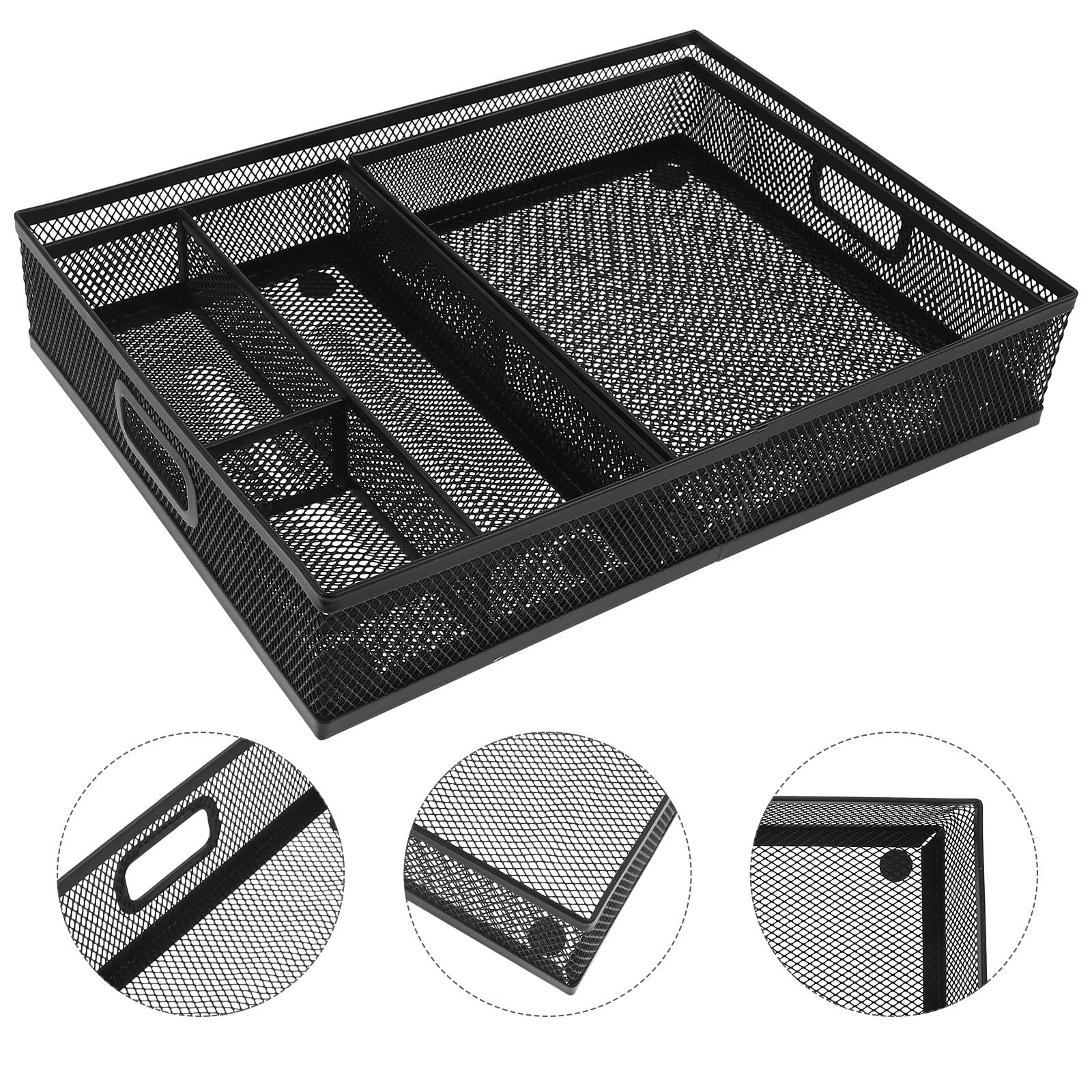 SHINEOFI 3 Pezzi Organizer da Scrivania in Rete per Ufficio Cassetto Divisorio Multifunzione Porta Documenti e Accessori per Cancelleria e Cosmetici