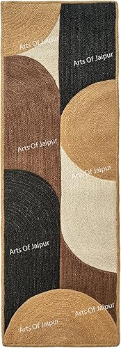 Miniatura 8 de ARTS OF JAIPUR Collection - Alfombra de pasillo de 3 x 10 pies trenzada a mano, alfombra grande de yute respetuosa con el medio ambiente, alfombra