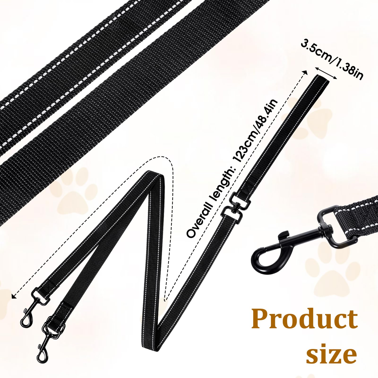 Two Point Control Dog Leash, Double Dog Leash, Training Leash, Multifunctional Double-Ended Dog Leash, Works with No Pull Harnesses, Ideal for Anti-Pulling Dog Training for Any Leash