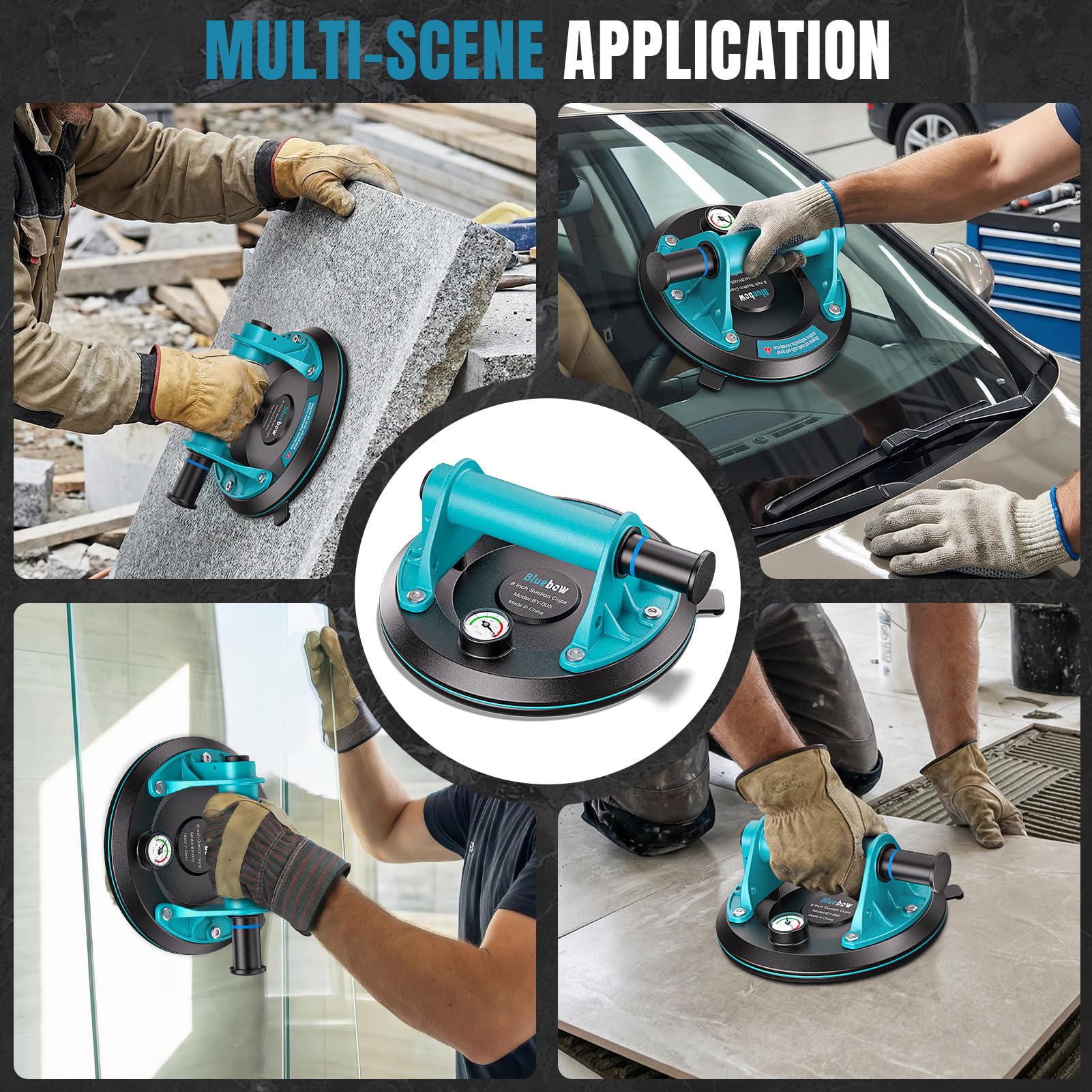 Bluebow Suction Cups - 880lbs Lifting Power -6 Bluebow Suction Cups - 880lbs Lifting Power -6