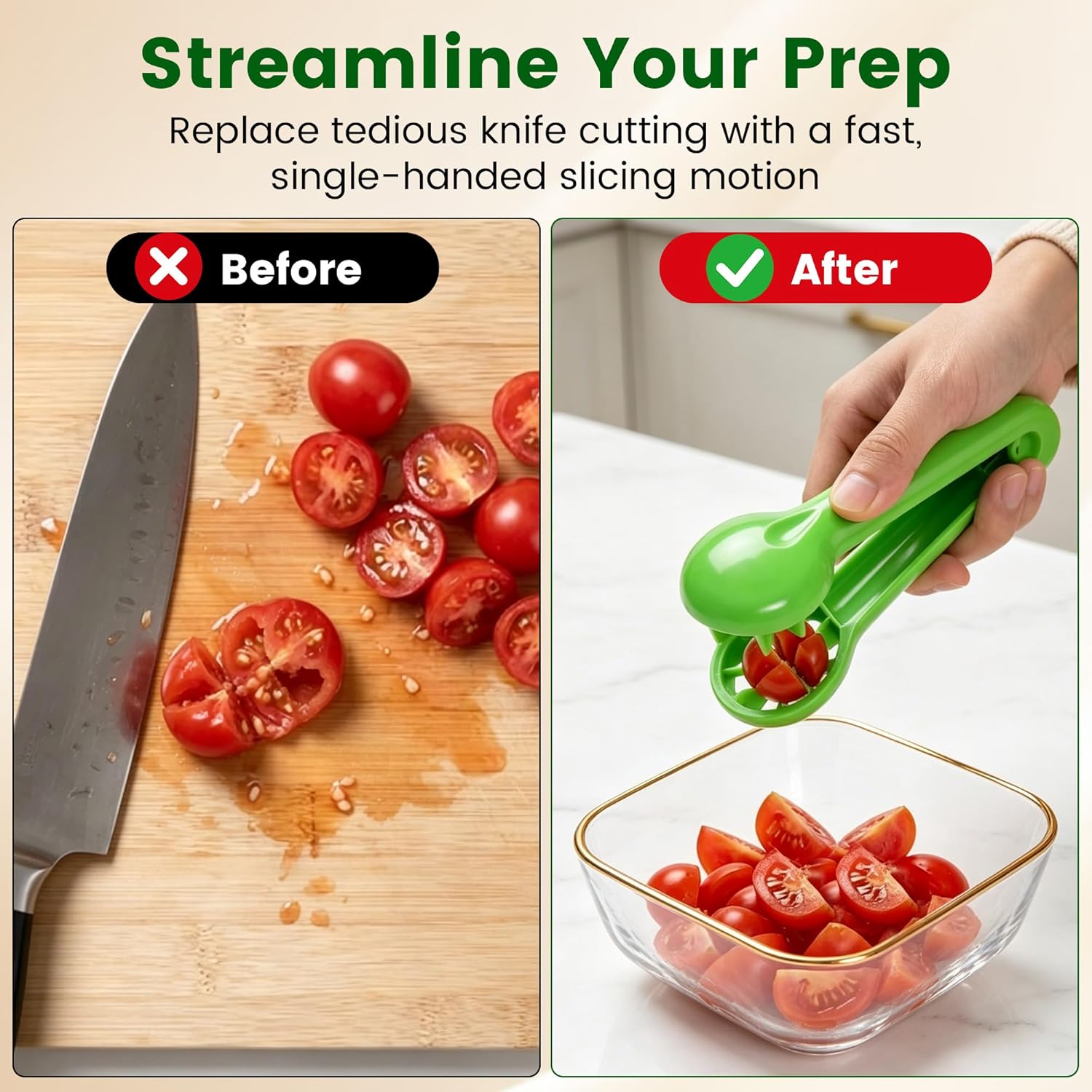 Grape Cutter Tool, 2026 New Grape Tomato Cherry Strawberry Slicer Tools Into 4 Pieces for Vegetable Fruit Salad, Quarter Fruit Slicer Kitchen Gadget (3 pcs)