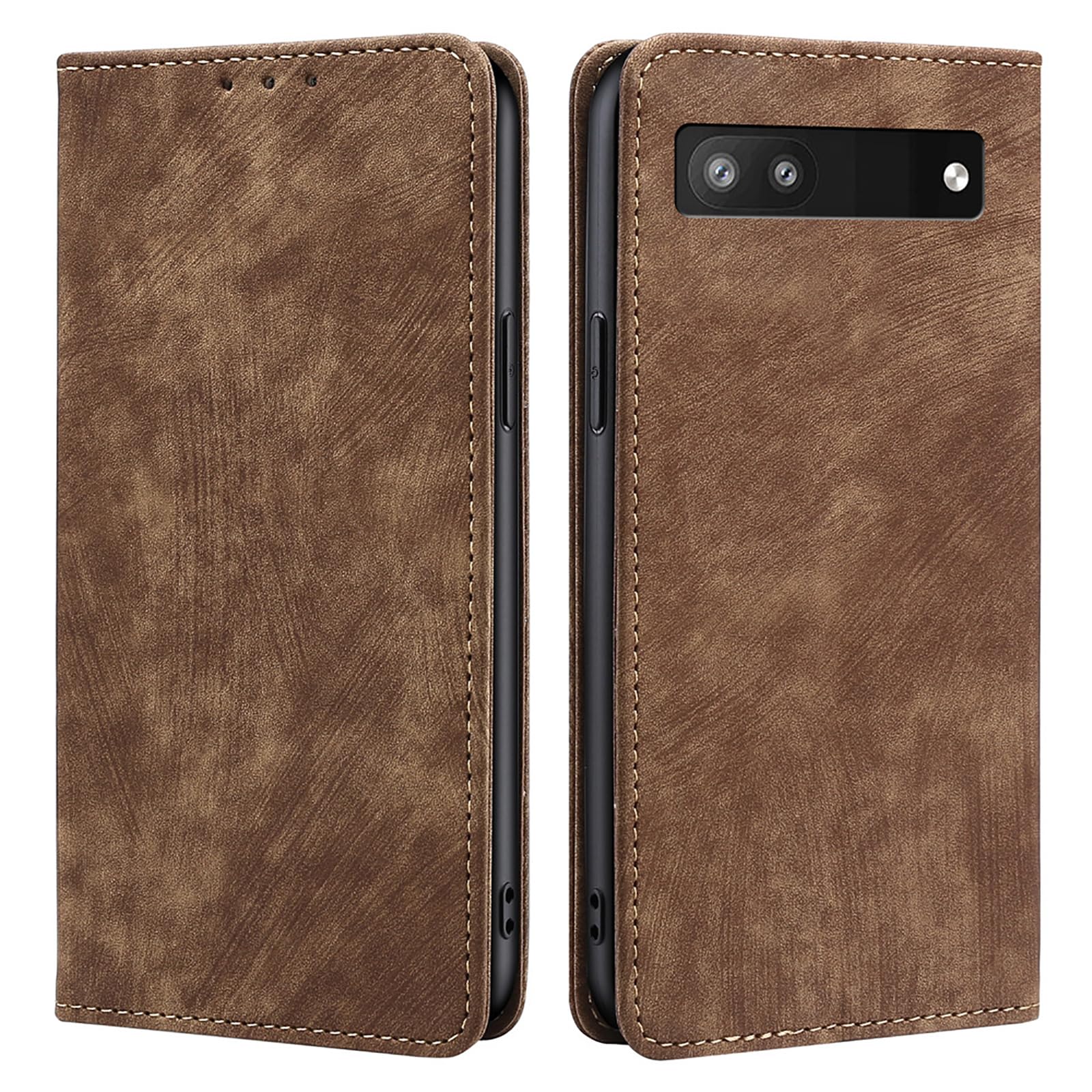 Étui portefeuille pour Pixel 9 en cuir marron protégeant vos données bancaires