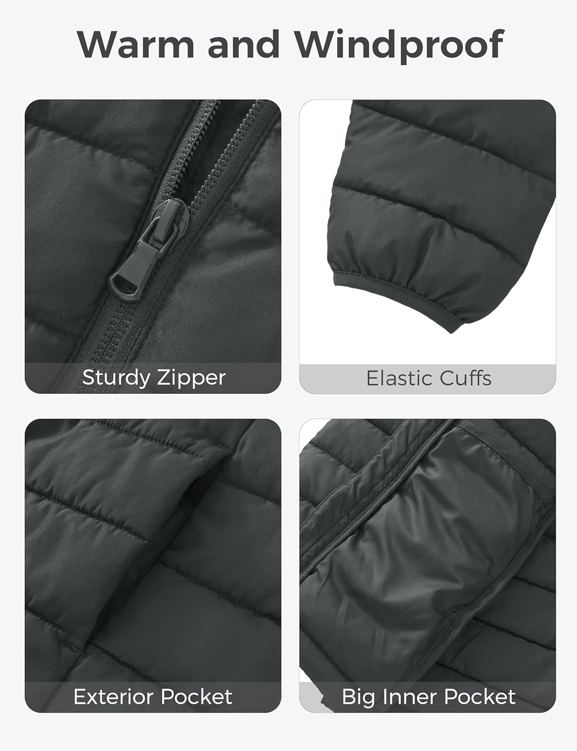 wantdo Boy's Light Puffer Jacket Packable Winter Jacket Windproof Hooded