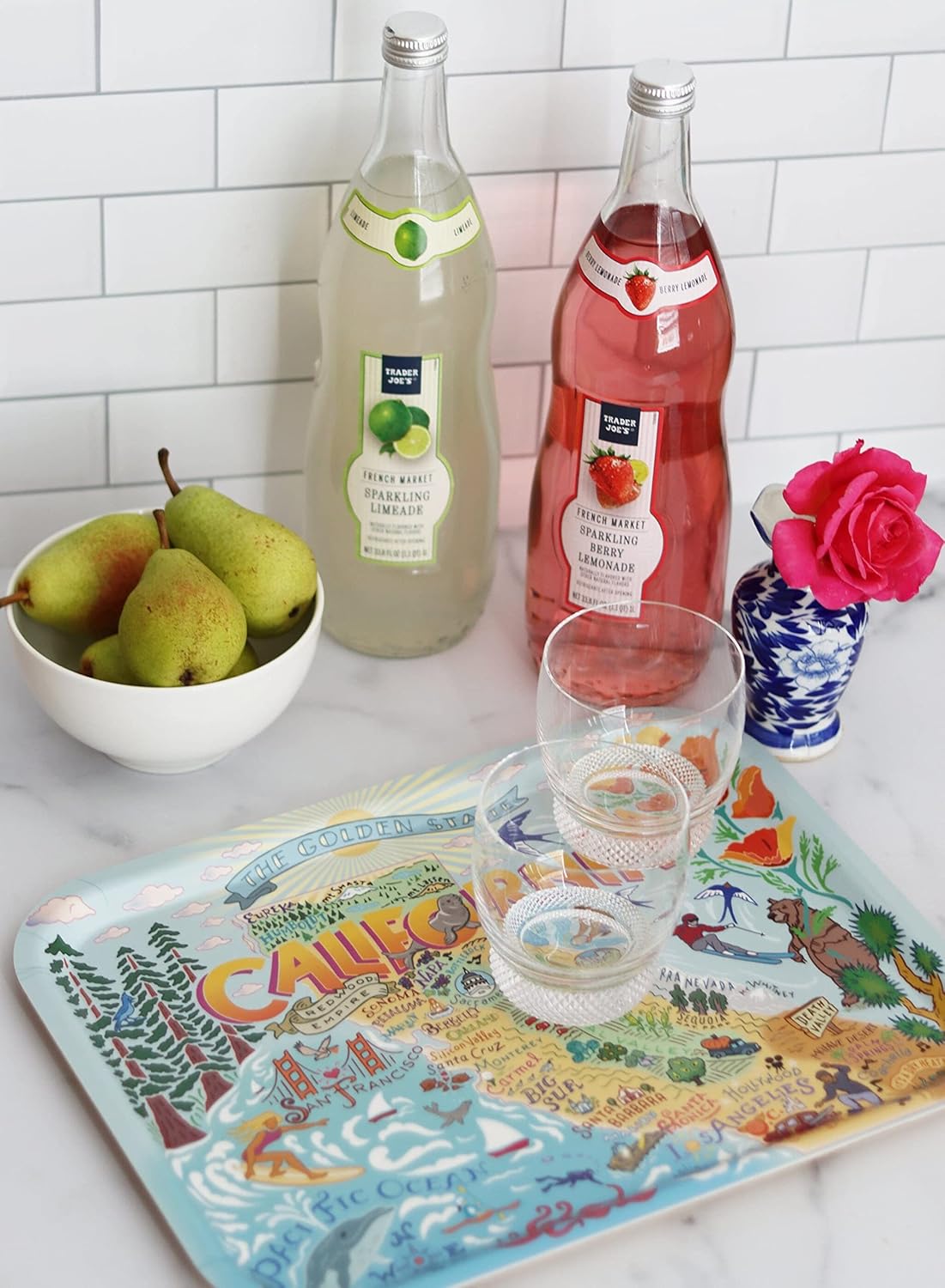 Catstudio Serving Tray, California Birchwood Serving Tray, Decorative Trays for Ottoman, 14" by 11" Dishwasher Safe for California Lovers