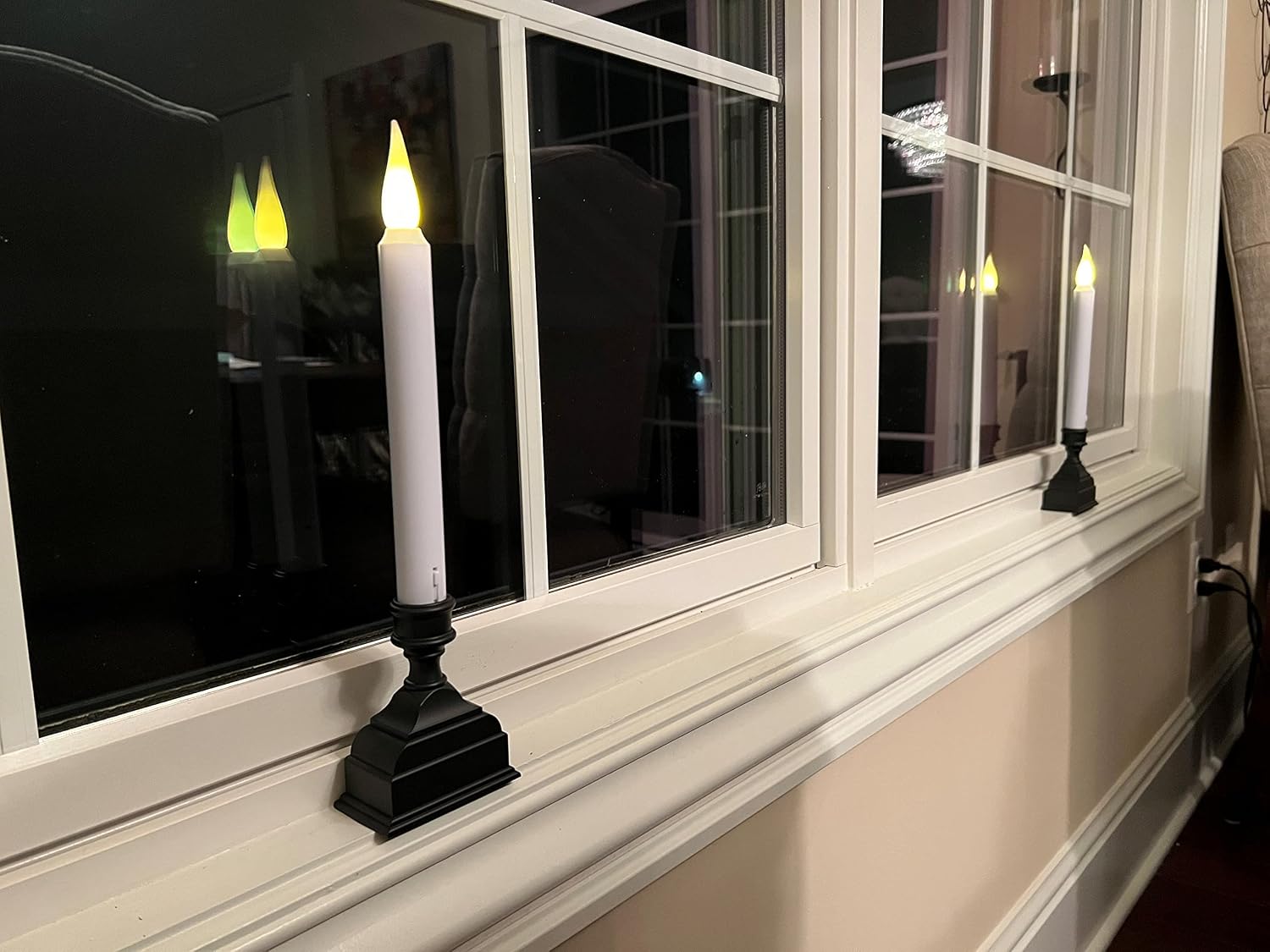 612 Vermont Battery Operated LED Window Candle with Sensor and 8 Hour Timer, Patented Dual LED Flicker Flame, VT-1620A-4 (Pack of 4, Antique Bronze)