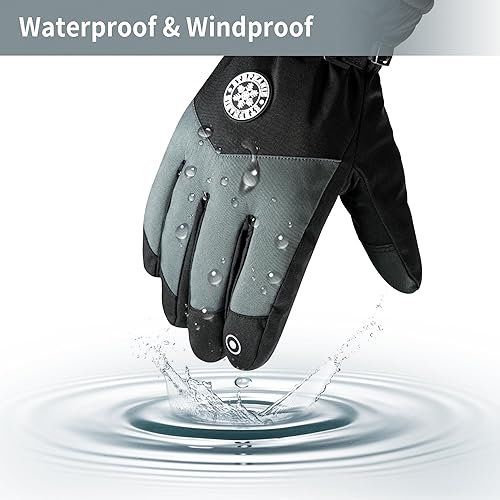Miniatura 5 de DOFOWORK Guantes de esquí para hombre, guantes de invierno cálidos para hombres y mujeres, guantes impermeables para pantalla táctil, guantes de