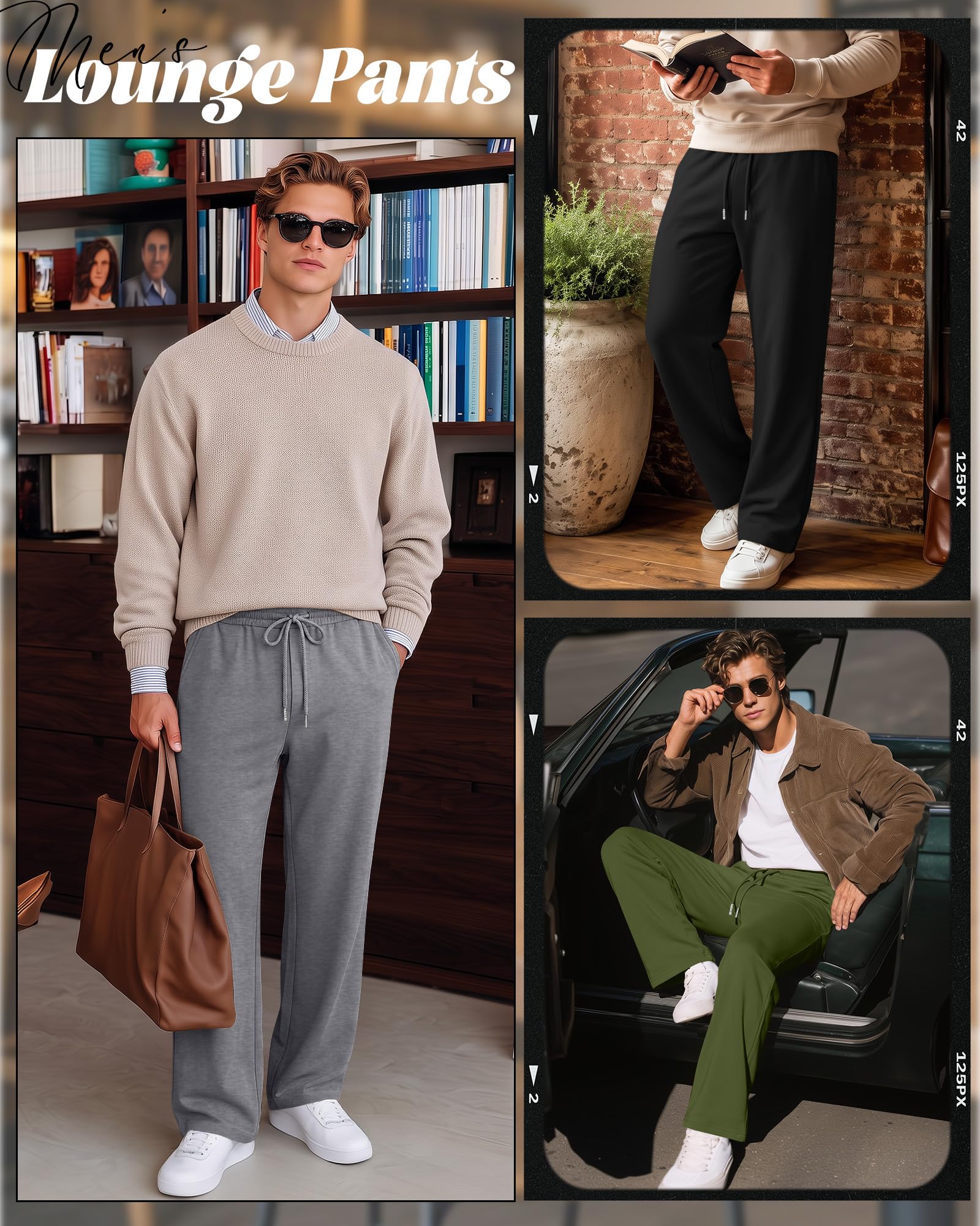 Neer Pack Pantalones de Chándal para Hombre Tipo Jogger con Bolsillos, bajo Abierto, Pantalones Deportivos de Gimnasio, Holgados, Ropa para Entrenamiento