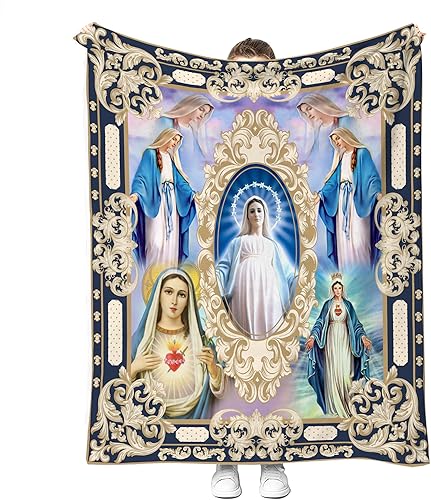 Ultra Suave Manta de Microfibra Virgen María Nuestra Señora de Guadalupe Manta de Oración para Arrojar, Manta de Flanela Cálida y Acogedora, Mantas