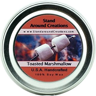 Premium 100% All Natural Soy Wax Aromatherapy Candle - 2oz Tin - Scent: Toasted Marshmallow: A Fragrance so True to its Name! Imagine a Marshmallow on a Stick, just Slightly Toasted by The fire.