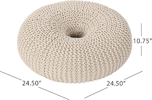 Miniatura 7 de Christopher Knight Home Truda - Puf de algodón con forma de dona, color beige, pequeño