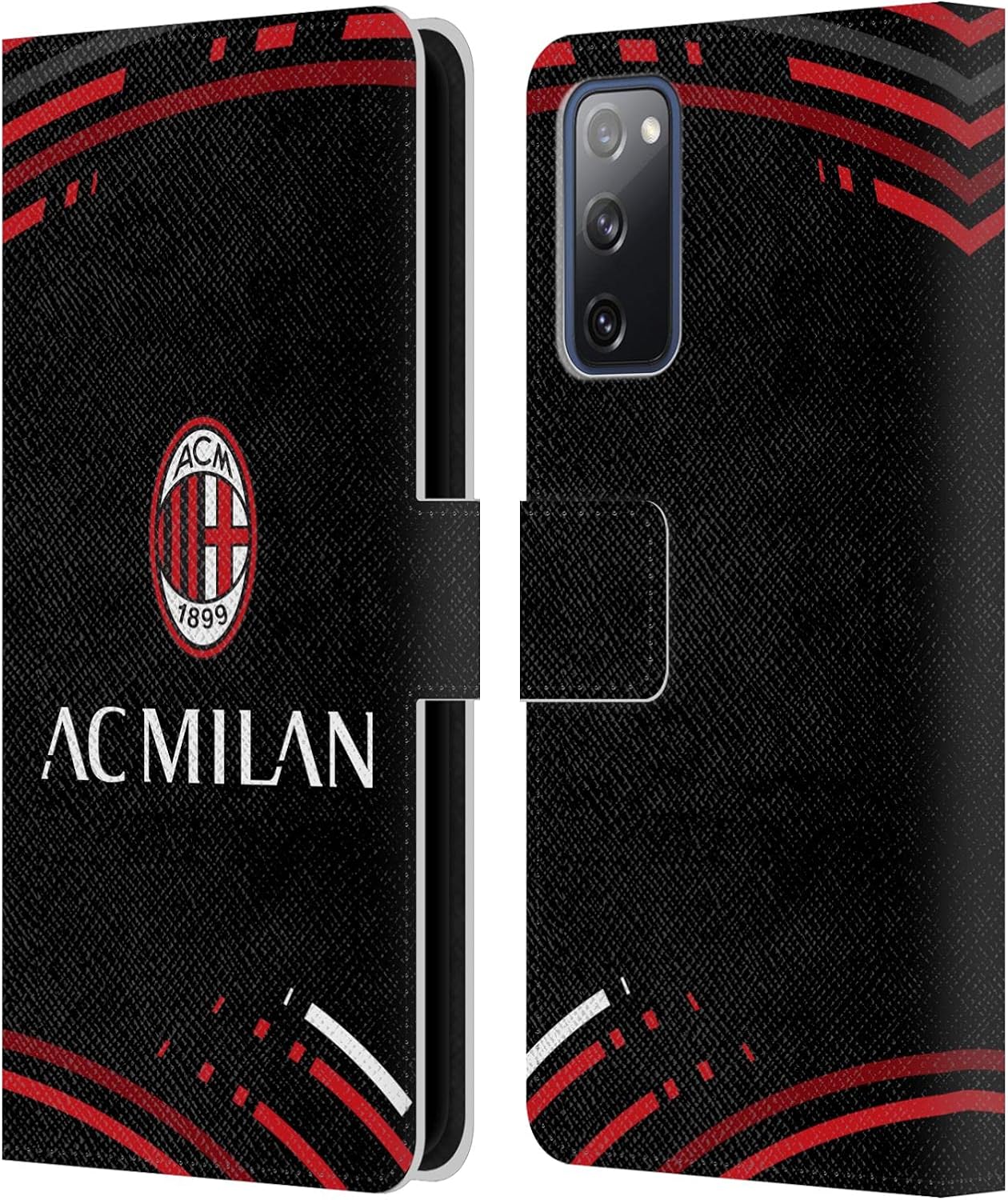 Head Case Designs Officially Licensed AC Milan Curved Crest Patterns Leather Wallet Case Compatible with Samsung Galaxy S20 FE / 5G